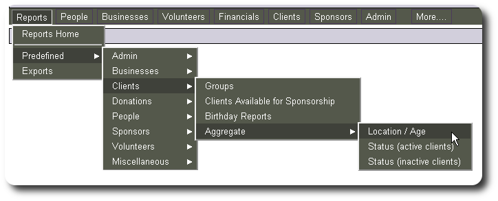 client aggregate / location/age